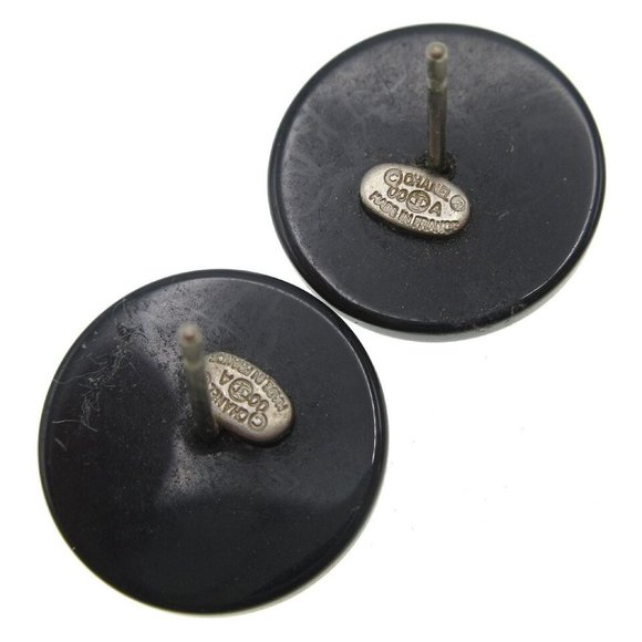 Chanel Button Pierced Earrings Rhinestone Black 00A 29488 - Picture 3 of 10